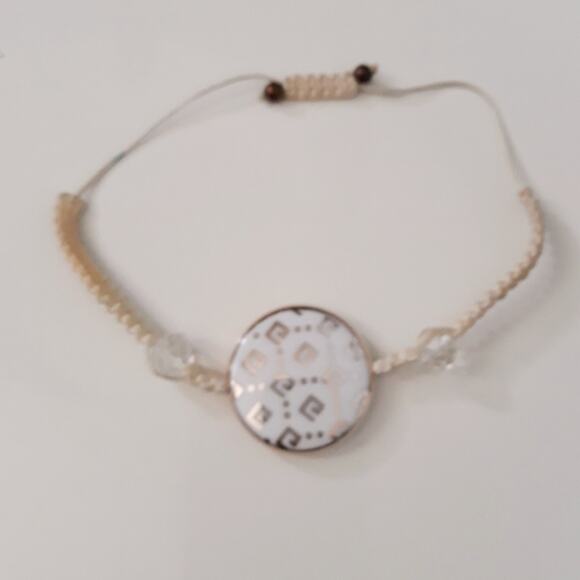 Vintage Drawstring Woven Bracelet White Silver - Picture 4 of 4